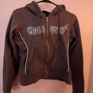 Twik Gray Zip-Up Hoodie with Blue Accents